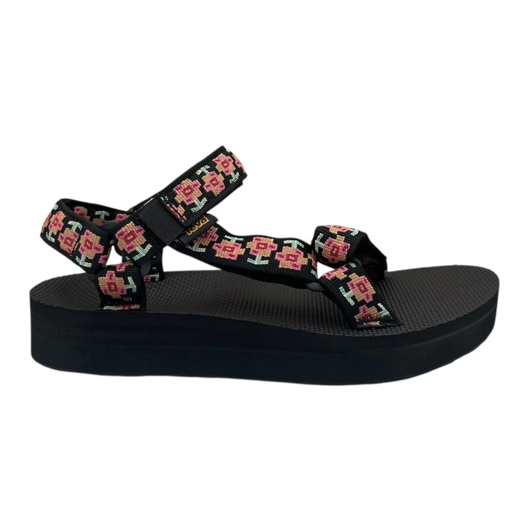 Teva Midform Universal Womens Sport Platform Sandals Size 7‎ Black Floral Multi